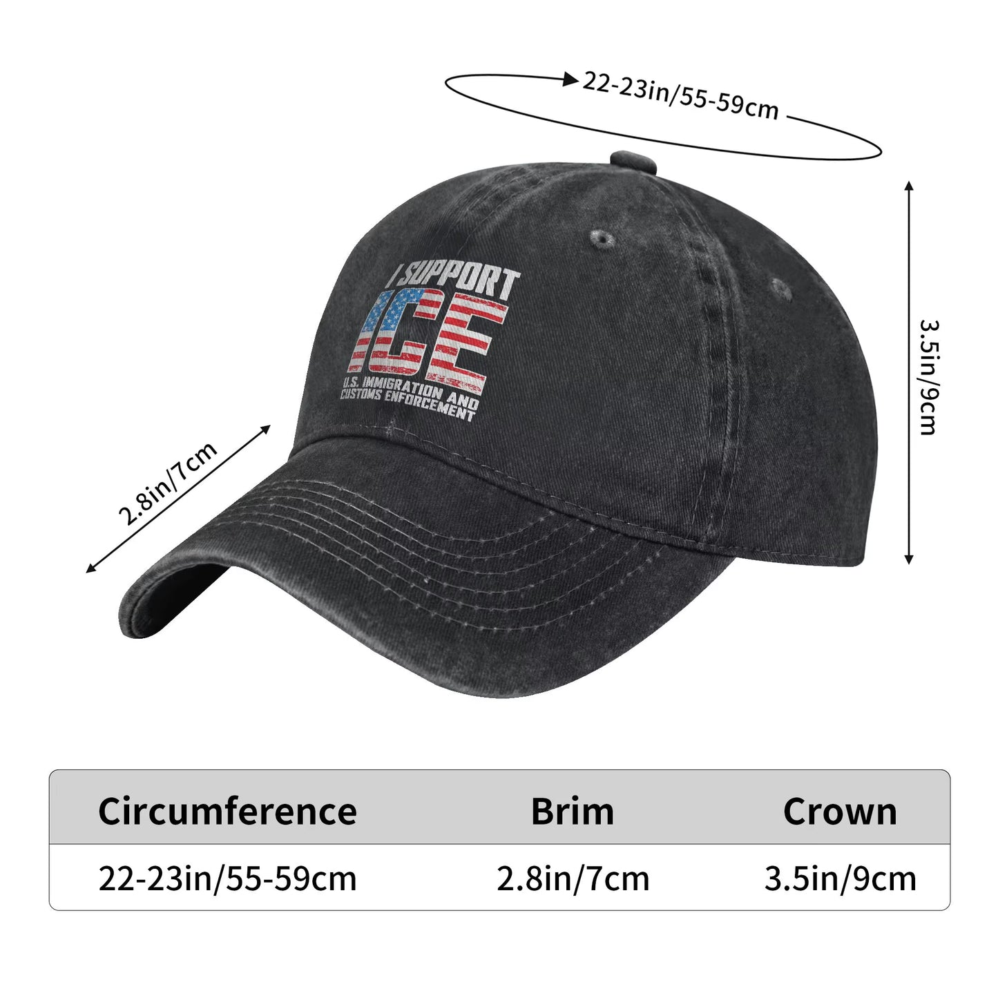 I Support ICE Us Immigration and Customs Enforcement Baseball Cap Men Design Trucker Hat Spring Running Hippie Baseball Caps